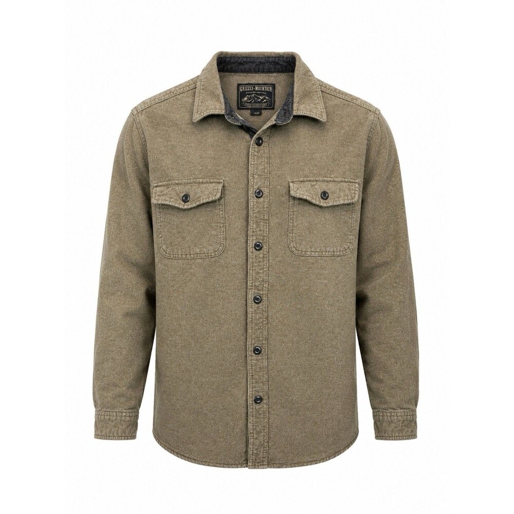 Grizzly Mountain Shirt Mens XL Green Chamois Flannel Cotton Heavyweight Workwear